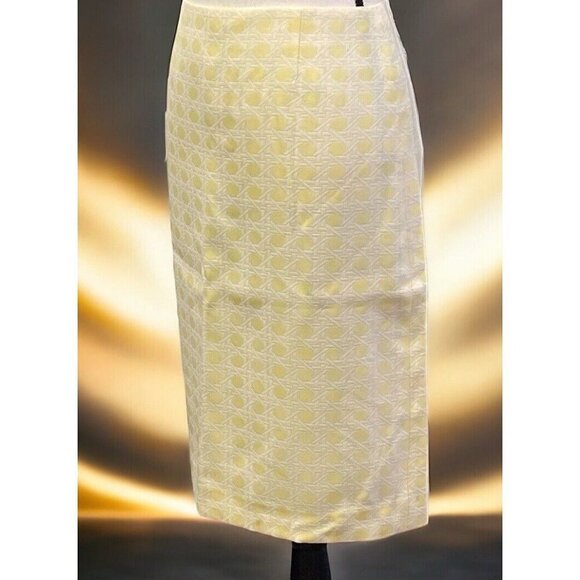 Alex Marie Pencil Skirt Size 6 Yellow Lined Center Back Zipper Slit - Picture 8 of 16